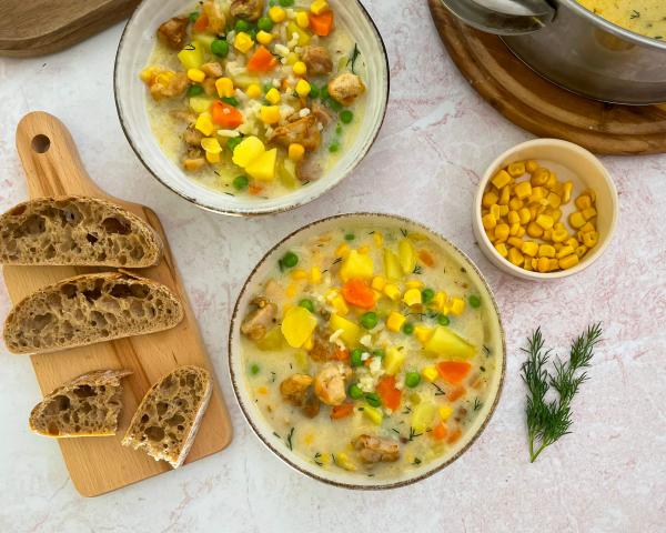 Vištienos sriuba su ryžiais ir daržovėmis